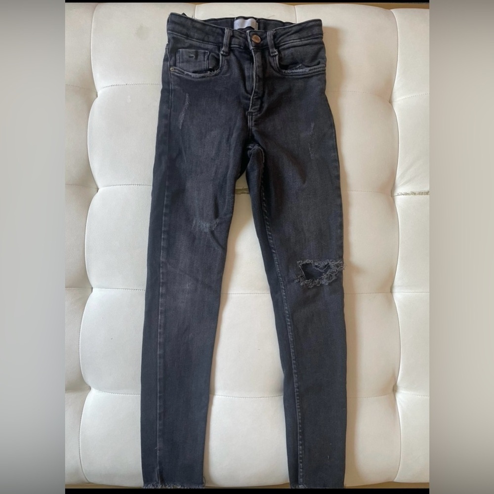 Zara girls Distressed Black Denim Jeans